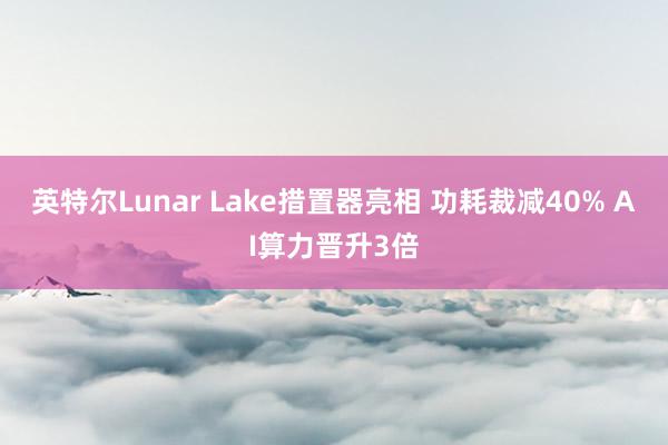 英特尔Lunar Lake措置器亮相 功耗裁减40% AI算力晋升3倍