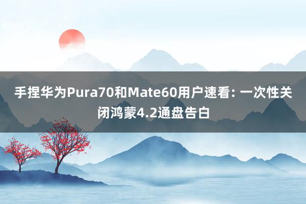 手捏华为Pura70和Mate60用户速看: 一次性关闭鸿蒙4.2通盘告白