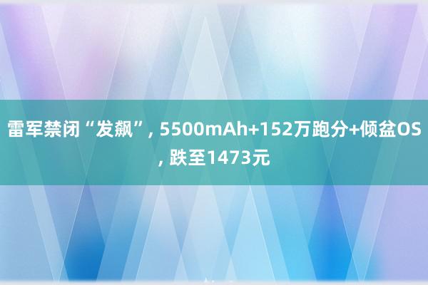 雷军禁闭“发飙”, 5500mAh+152万跑分+倾盆OS, 跌至1473元