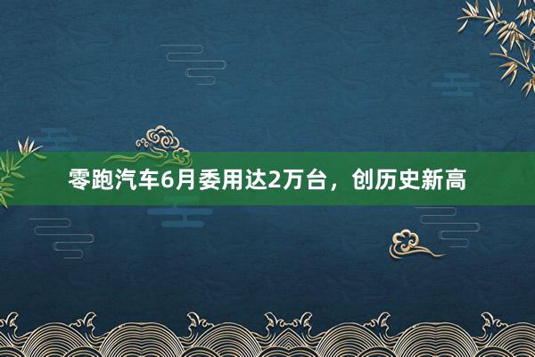 零跑汽车6月委用达2万台，创历史新高