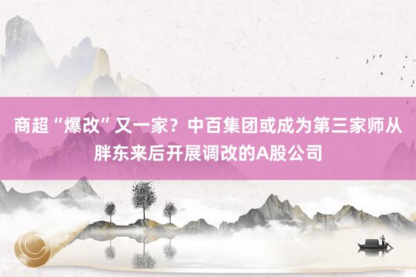 商超“爆改”又一家？中百集团或成为第三家师从胖东来后开展调改的A股公司