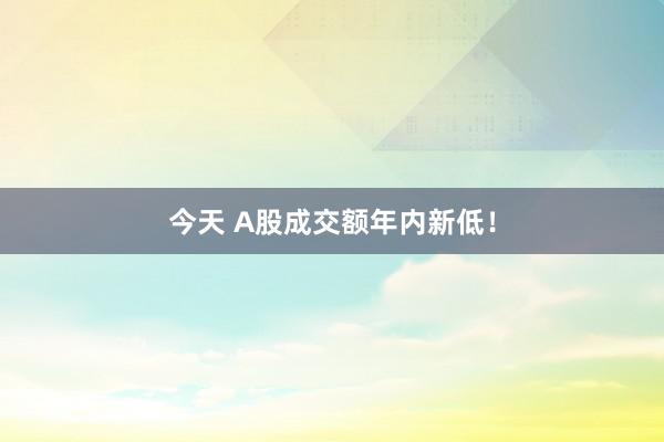 今天 A股成交额年内新低！