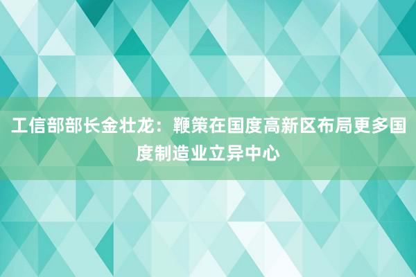 工信部部长金壮龙：鞭策在国度高新区布局更多国度制造业立异中心