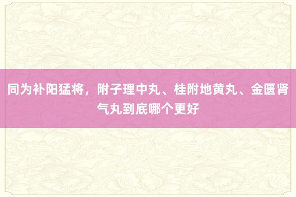 同为补阳猛将，附子理中丸、桂附地黄丸、金匮肾气丸到底哪个更好