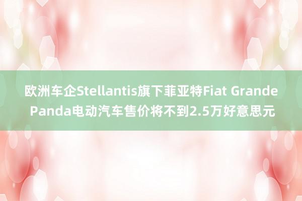 欧洲车企Stellantis旗下菲亚特Fiat Grande Panda电动汽车售价将不到2.5万好意思元