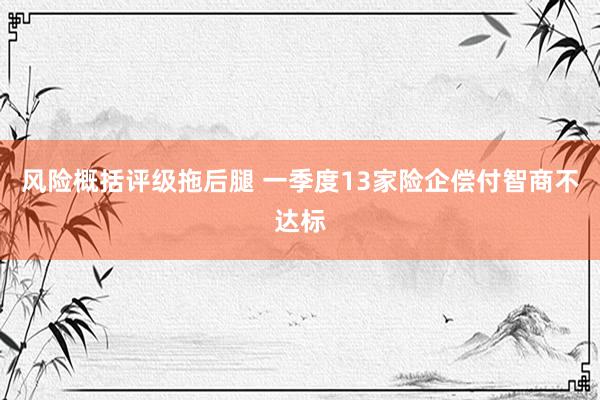 风险概括评级拖后腿 一季度13家险企偿付智商不达标