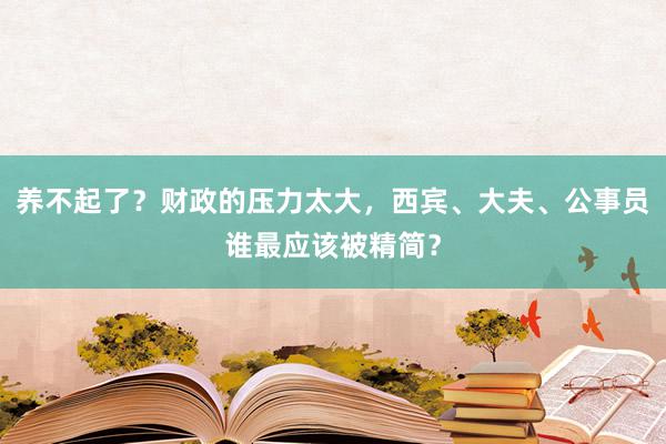 养不起了？财政的压力太大，西宾、大夫、公事员谁最应该被精简？