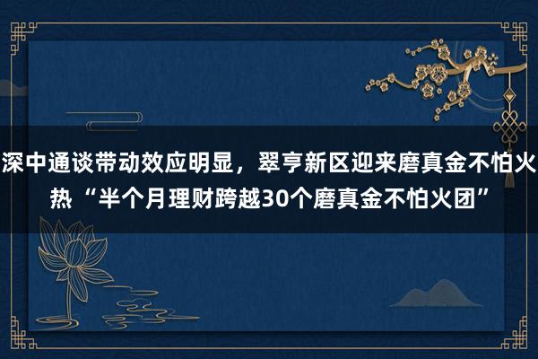 深中通谈带动效应明显，翠亨新区迎来磨真金不怕火热 “半个月理财跨越30个磨真金不怕火团”