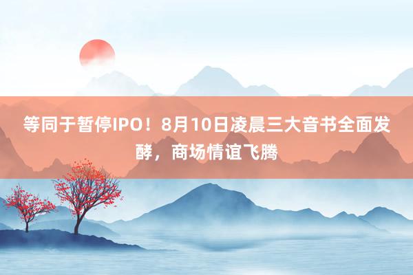 等同于暂停IPO！8月10日凌晨三大音书全面发酵，商场情谊飞腾