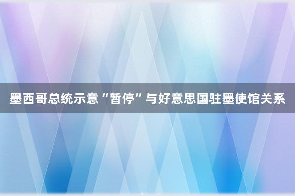 墨西哥总统示意“暂停”与好意思国驻墨使馆关系