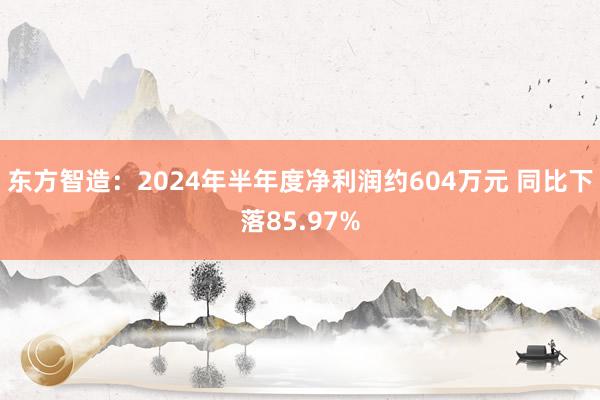 东方智造：2024年半年度净利润约604万元 同比下落85.97%