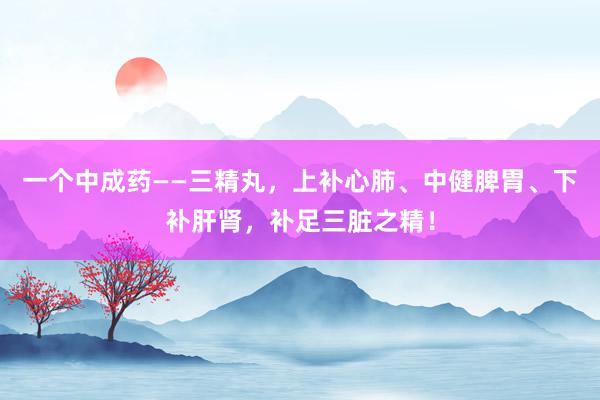 一个中成药——三精丸，上补心肺、中健脾胃、下补肝肾，补足三脏之精！