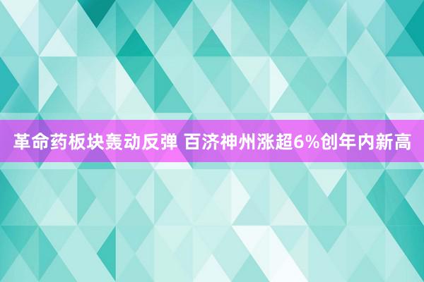 革命药板块轰动反弹 百济神州涨超6%创年内新高