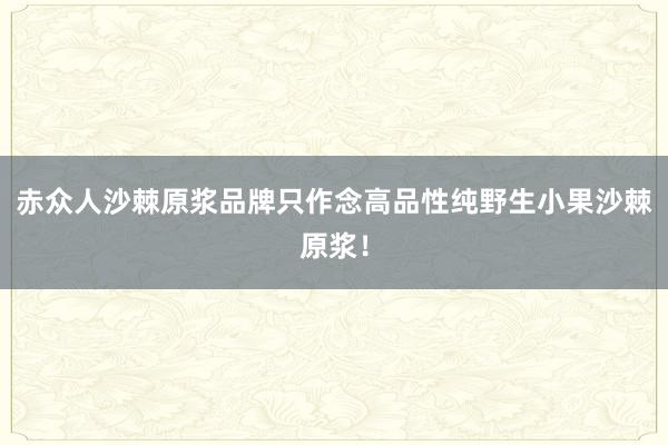 赤众人沙棘原浆品牌只作念高品性纯野生小果沙棘原浆！