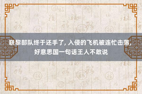 联黎部队终于还手了, 入侵的飞机被连忙击落, 好意思国一句话王人不敢说