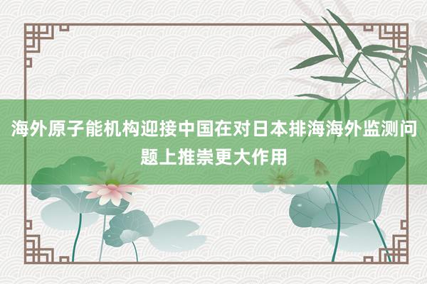 海外原子能机构迎接中国在对日本排海海外监测问题上推崇更大作用